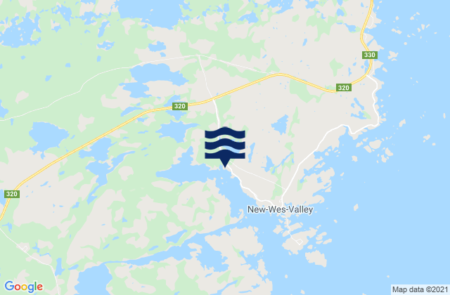 Mapa da tábua de marés em Valleyfield, Canada