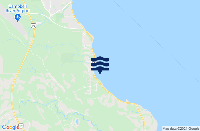 Mapa da tábua de marés em Vancouver Island, Canada
