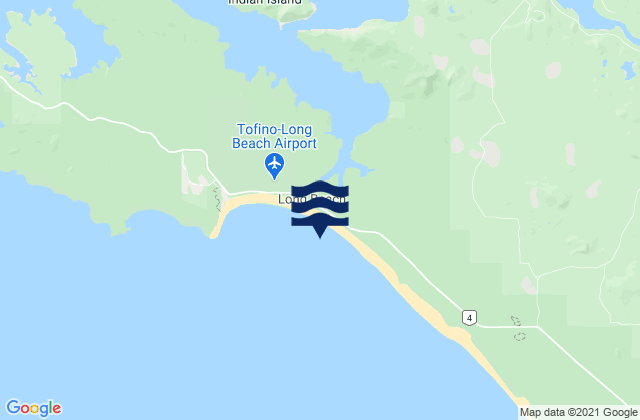 Mapa da tábua de marés em Vancouver Island North (Long Beach), Canada