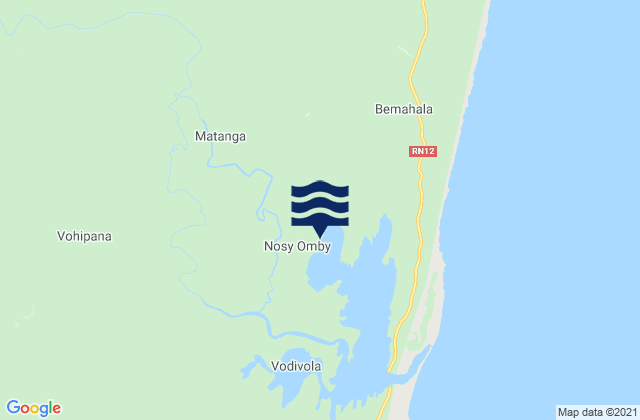 Mapa da tábua de marés em Vangaindrano District, Madagascar