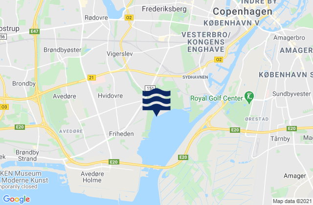 Mapa da tábua de marés em Vanløse, Denmark