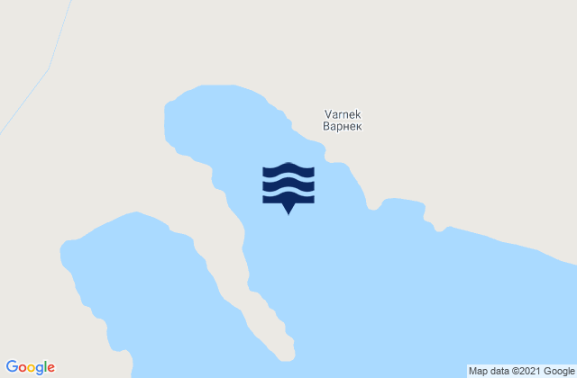 Mapa da tábua de marés em Varneka Bay, Russia
