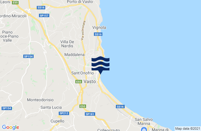 Mapa da tábua de marés em Vasto, Italy