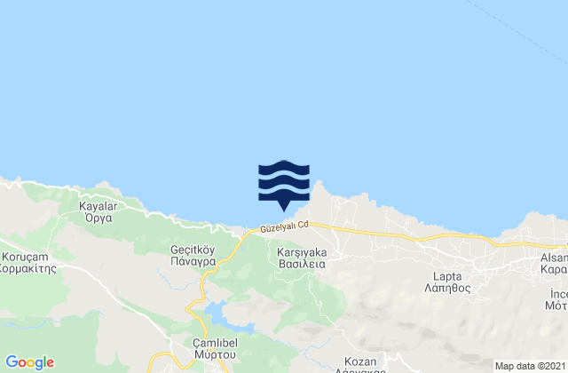 Mapa da tábua de marés em Vasíleia, Cyprus
