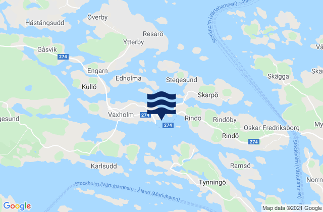 Mapa da tábua de marés em Vaxholm, Sweden