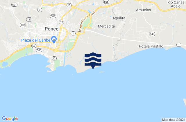 Mapa da tábua de marés em Vayas Barrio, Puerto Rico