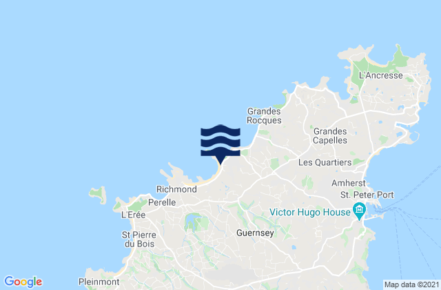 Mapa da tábua de marés em Vazon Bay, France
