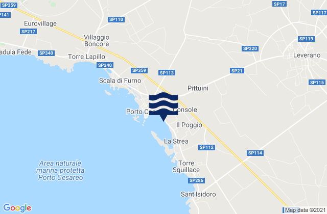 Mapa da tábua de marés em Veglie, Italy