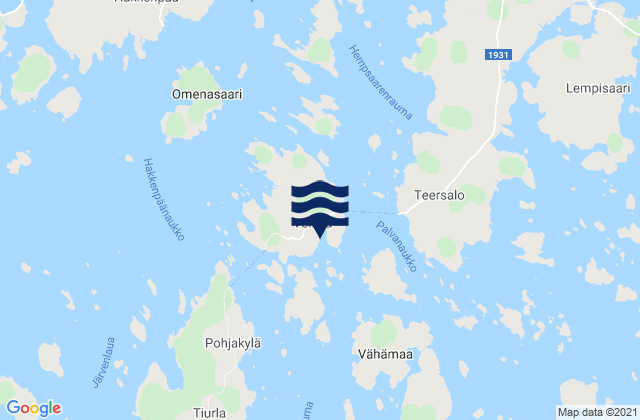 Mapa da tábua de marés em Velkua, Finland
