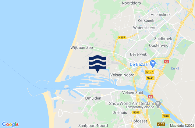 Mapa da tábua de marés em Velsen-Zuid, Netherlands