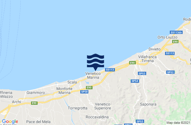 Mapa da tábua de marés em Venetico Superiore, Italy