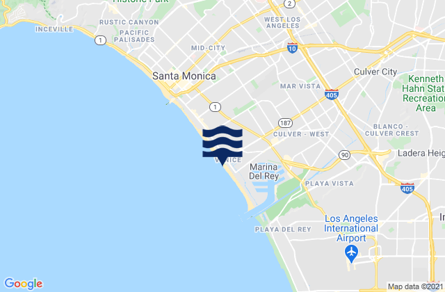 Mapa da tábua de marés em Venice City Beach, United States