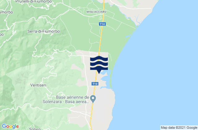 Mapa da tábua de marés em Ventiseri, France