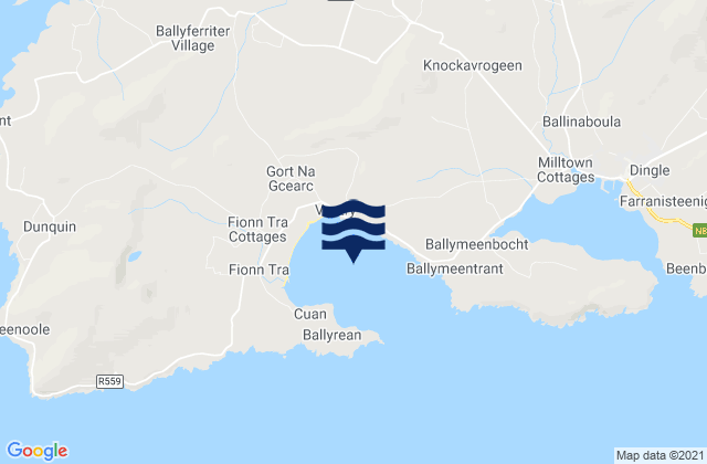 Mapa da tábua de marés em Ventry Harbour, Ireland