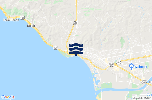 Mapa da tábua de marés em Ventura, United States