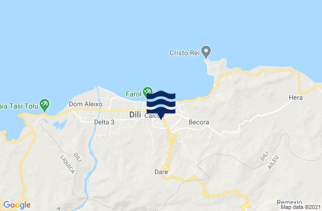 Mapa da tábua de marés em Vera Cruz, Timor Leste