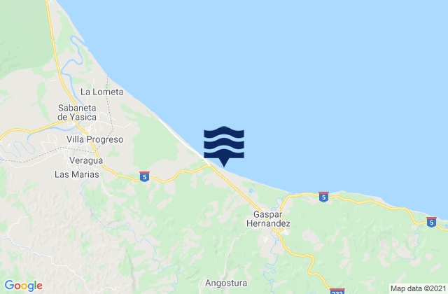 Mapa da tábua de marés em Veragua Arriba, Dominican Republic