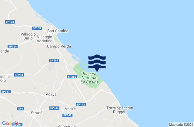 Mapa da tábua de marés em Vernole, Italy
