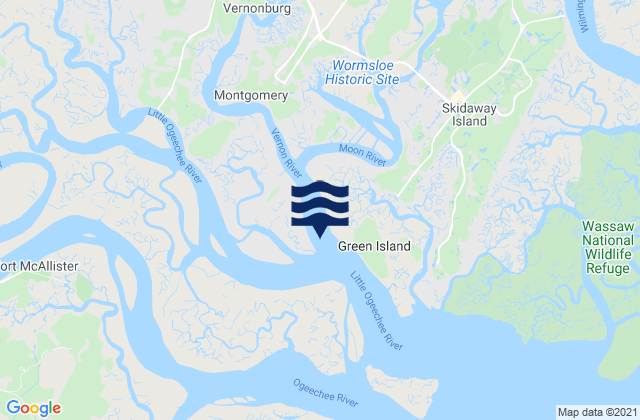 Mapa da tábua de marés em Vernon R. 1.2 miles S of Possum Point, United States