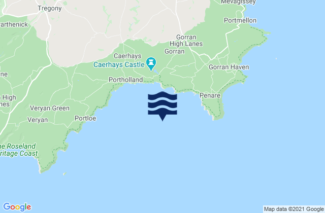 Mapa da tábua de marés em Veryan Bay, United Kingdom