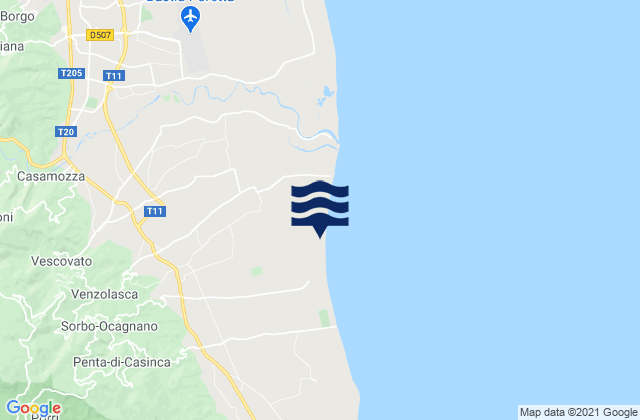 Mapa da tábua de marés em Vescovato, France