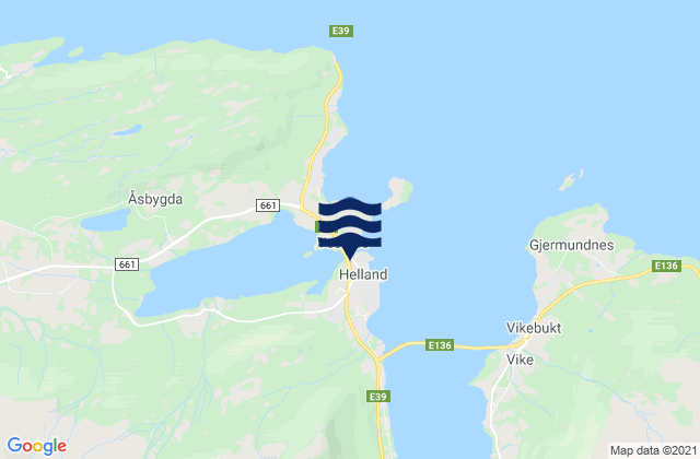 Mapa da tábua de marés em Vestnes, Norway