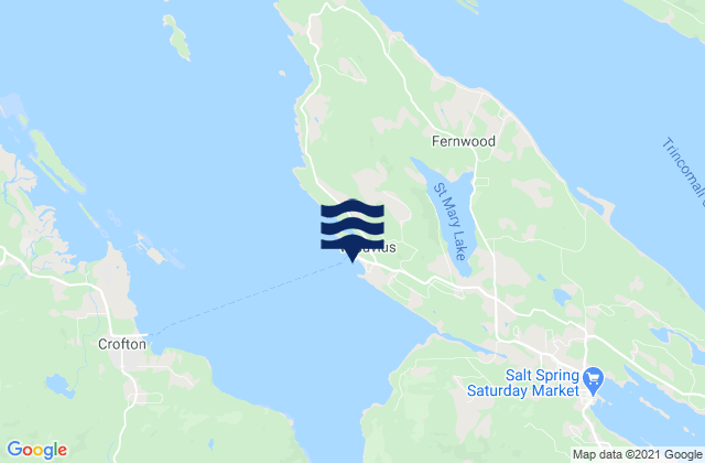 Mapa da tábua de marés em Vesuvius Bay, Canada