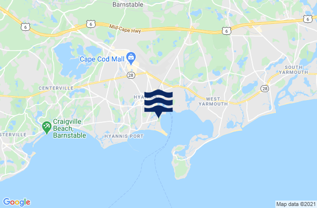 Mapa da tábua de marés em Veterans Beach, United States