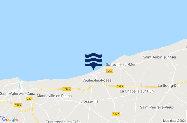 Mapa da tábua de marés em Veules Les Roses, France