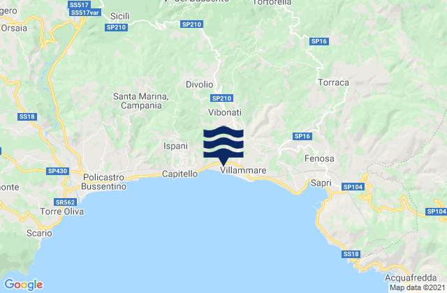 Mapa da tábua de marés em Vibonati, Italy