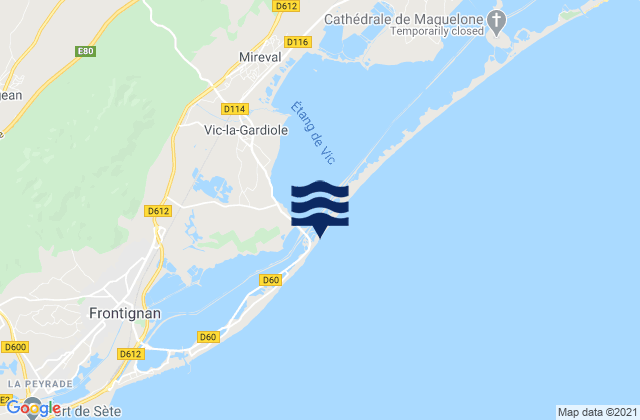 Mapa da tábua de marés em Vic-la-Gardiole, France