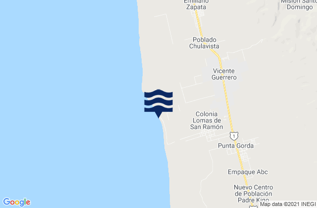 Mapa da tábua de marés em Vicente Guerrero, Mexico