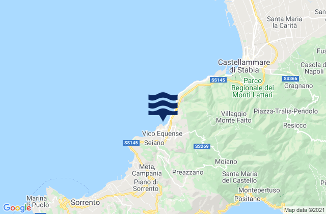 Mapa da tábua de marés em Vico Equense, Italy