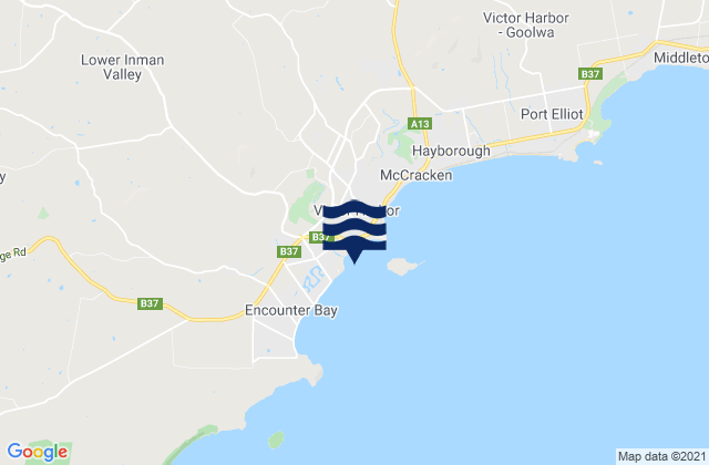 Mapa da tábua de marés em Victor Harbor, Australia