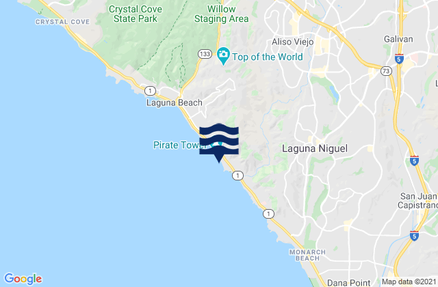 Mapa da tábua de marés em Victoria Beach, United States