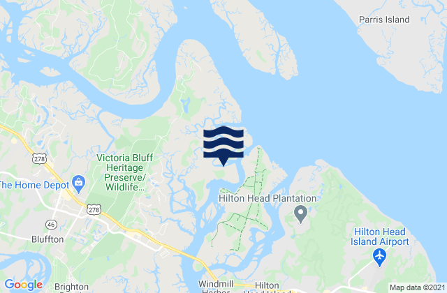 Mapa da tábua de marés em Victoria Bluff, United States