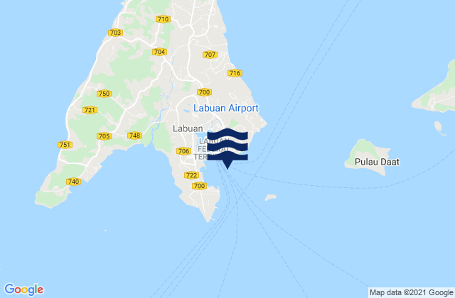 Mapa da tábua de marés em Victoria Harbor (Labuan Island), Malaysia