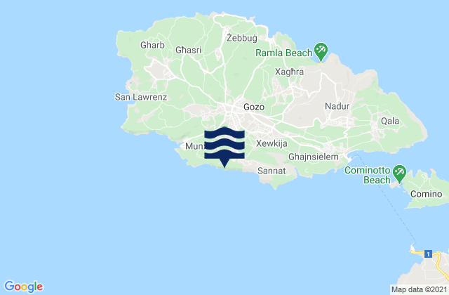 Mapa da tábua de marés em Victoria, Malta