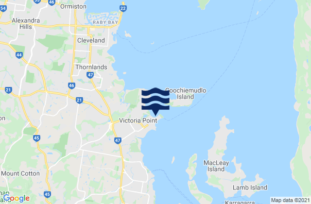 Mapa da tábua de marés em Victoria Point, Australia