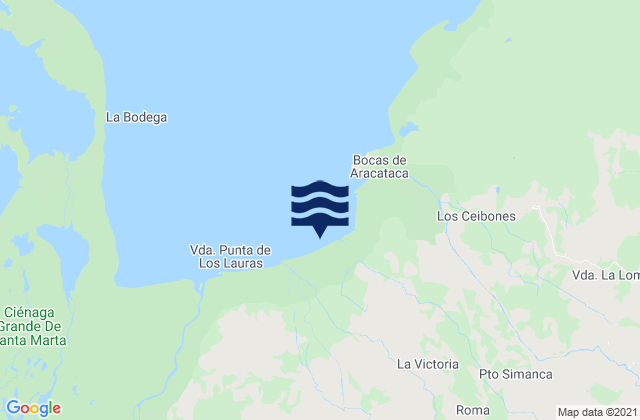 Mapa da tábua de marés em Viento Fresco, Colombia