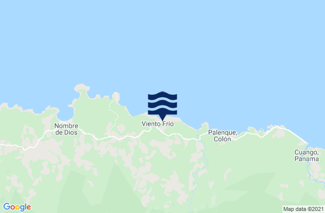 Mapa da tábua de marés em Viento Frío, Panama