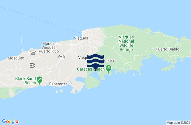 Mapa da tábua de marés em Vieques Municipality, Puerto Rico