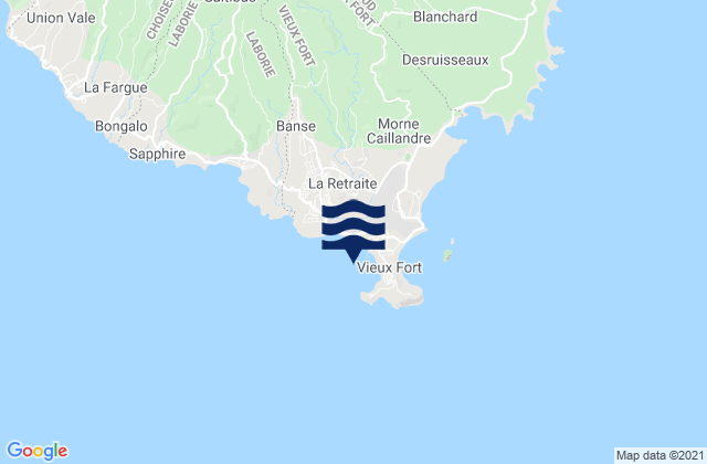 Mapa da tábua de marés em Vieux Fort Bay (Saint Lucia), Martinique