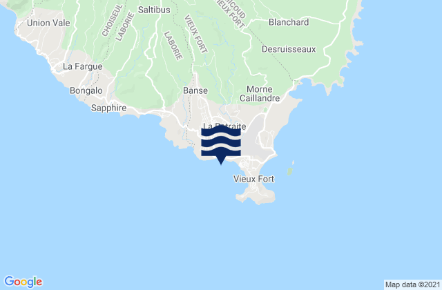 Mapa da tábua de marés em Vieux Fort Bay St Lucia, Martinique