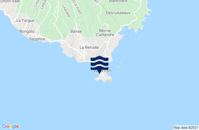 Mapa da tábua de marés em Vieux Fort, Saint Lucia