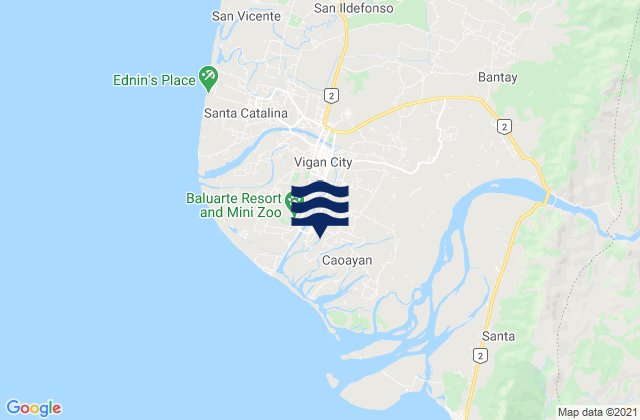 Mapa da tábua de marés em Vigan, Philippines