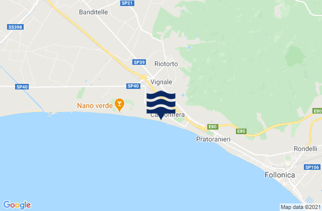 Mapa da tábua de marés em Vignale Riotorto, Italy