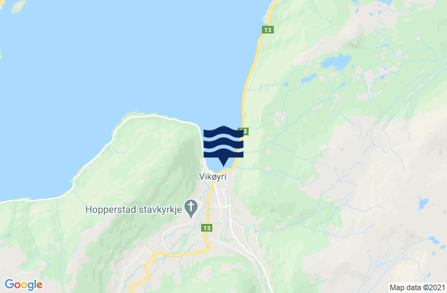 Mapa da tábua de marés em Vik, Norway
