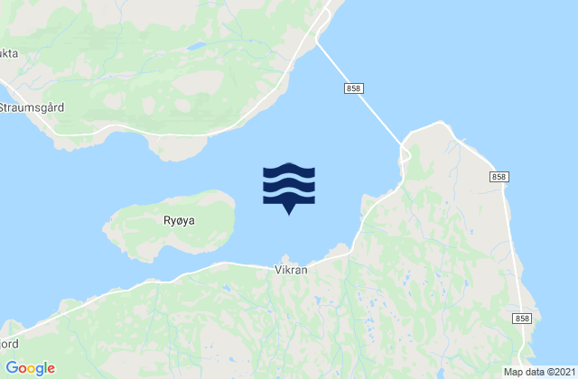 Mapa da tábua de marés em Vikran, Norway
