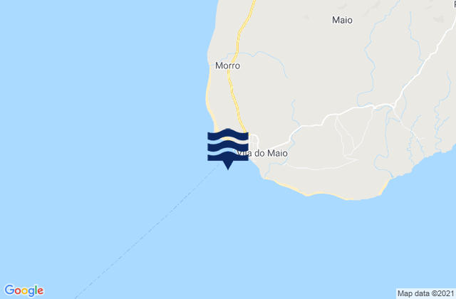 Mapa da tábua de marés em Vila do Maio, Cabo Verde